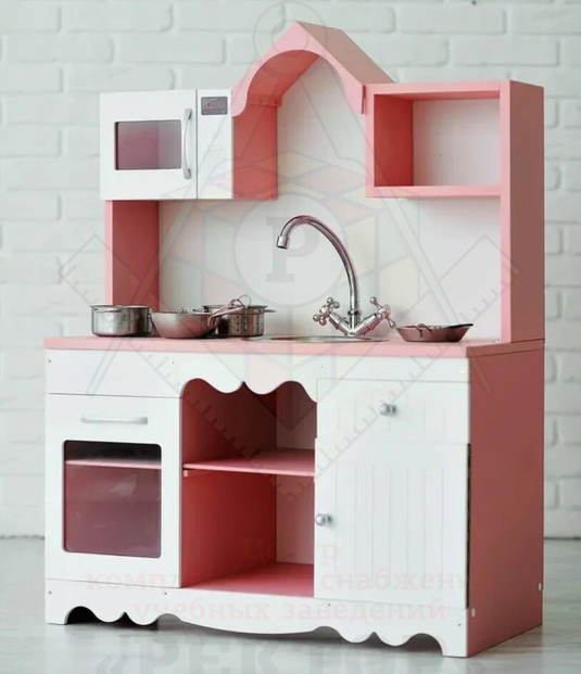 Кухня детская «Как у мамы Премиум» розовая_1