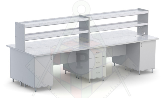 Стол островной двухсторонний серый