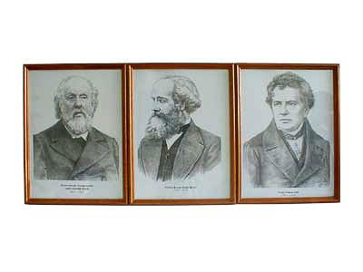 Портреты выдающихся физиков дерев. рамка, под стеклом