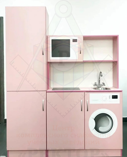 Кухня детская с холодильником «Фантазия» розовая_1