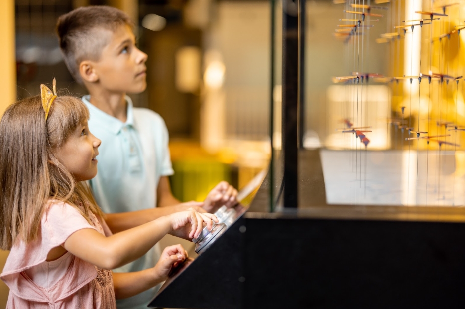 мальчик и девочка в музее