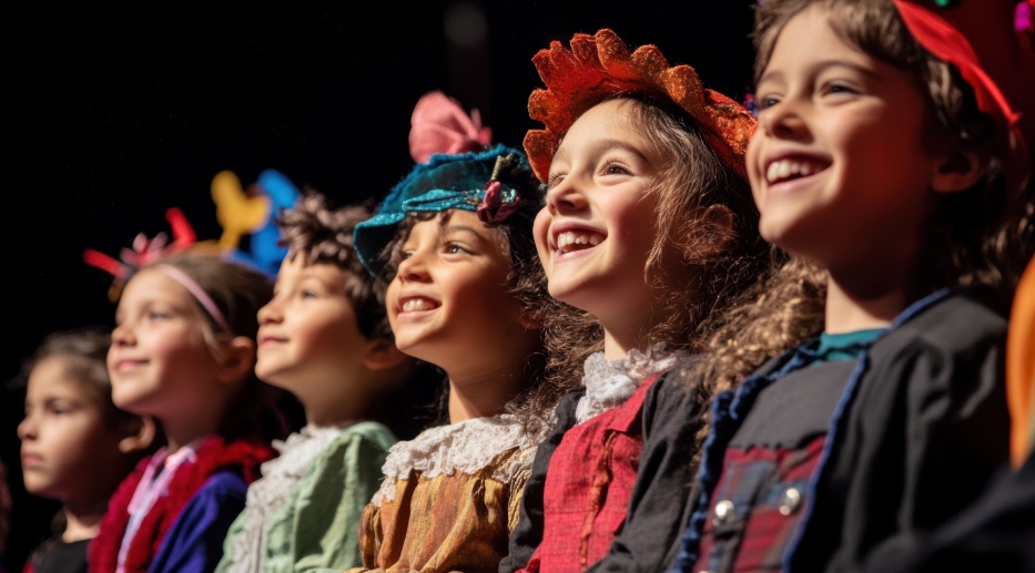 группа улыбающихся детей в костюмах