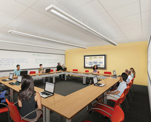 Круговое расположение столов располагает к обмену мнениями